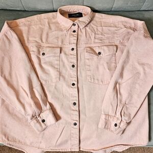 Noisy May Light Pink Button Collared Artist Shirt Women's Oversized X-Small